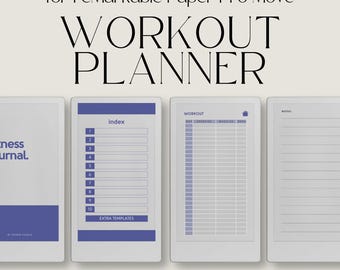 Hyperlinked Fitness Journal for reMarkable Paper Pro Move: Workout Log, Exercise Tracker, Progress Tracker Templates and Fitness Planner