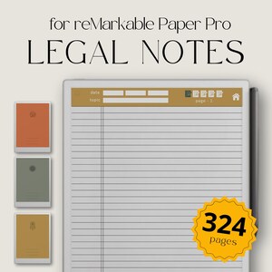 Blocco note di carta legale per reMarkable Paper Pro, Blocco note di carta legale con collegamento ipertestuale, Note di blocco note legale, Modello di diario, Modello di brain dump