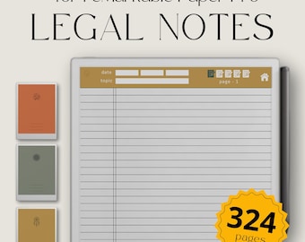 Legal Pad Paper Notebook for reMarkable Paper Pro, Hyperlinked Legal Paper Notebook, Legal Pad Notes, Journal Template, Brain Dump Template