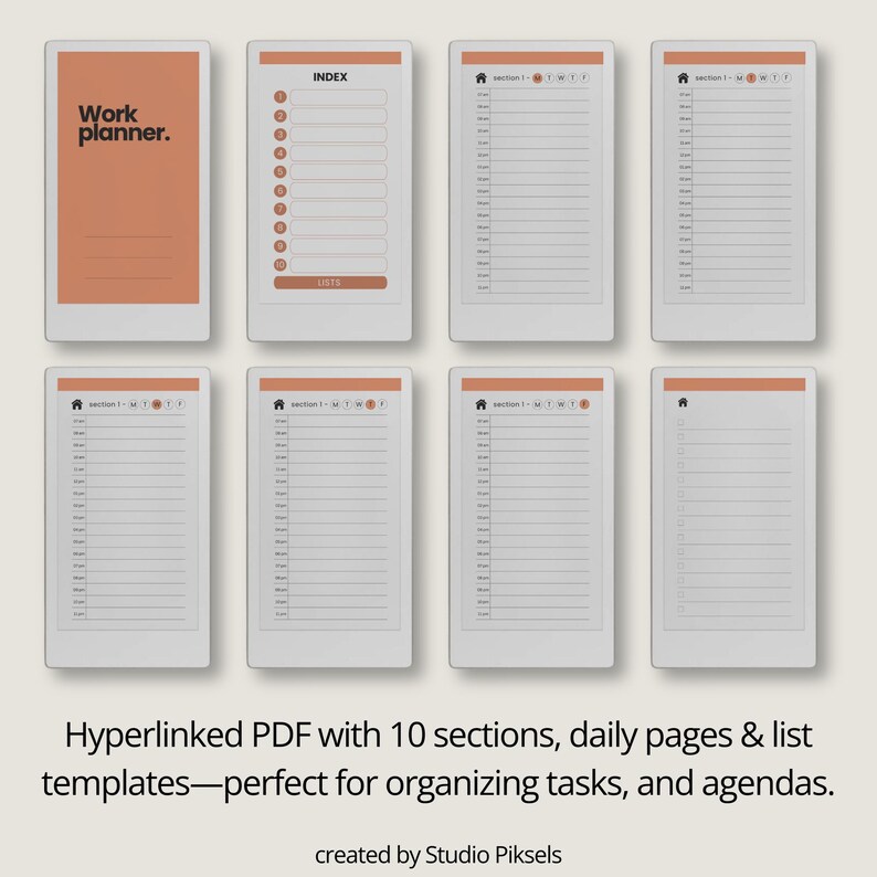 Work Planners for Remarkable Paper Pro Move: Hyperlinked Daily Planner ...