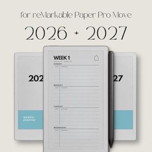 Planificador semanal con hipervínculos para reMarkable Paper Pro Move: Calendario semanal digital con páginas enlazadas.
