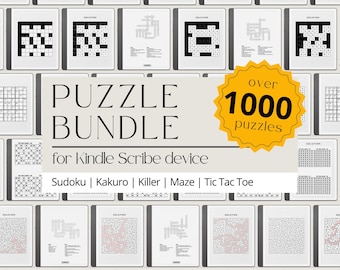 Mega Puzzle Bundle for Kindle Scribe: Sudoku, Tic Tac Logic Puzzles, Crosswords, Mazes, Games and Word Search Puzzles for Kindle Eink Device
