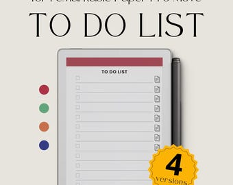 To Do List Notebooks for reMarkable Paper Pro Move: To Do List Templates, Task Tracker, Checklist Template, Digital Task List
