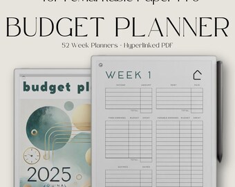 Planificador de presupuesto para reMarkable Paper Pro, Planificador financiero, Planificador de dinero, Seguimiento de presupuesto, Planificador financiero para Paper Pro, Plantilla de presupuesto