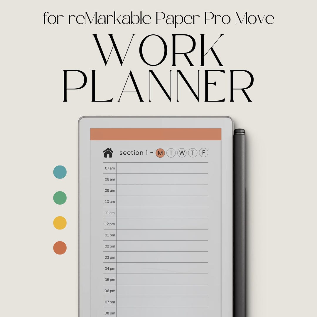Work Planners for Remarkable Paper Pro Move: Hyperlinked Daily Planner ...