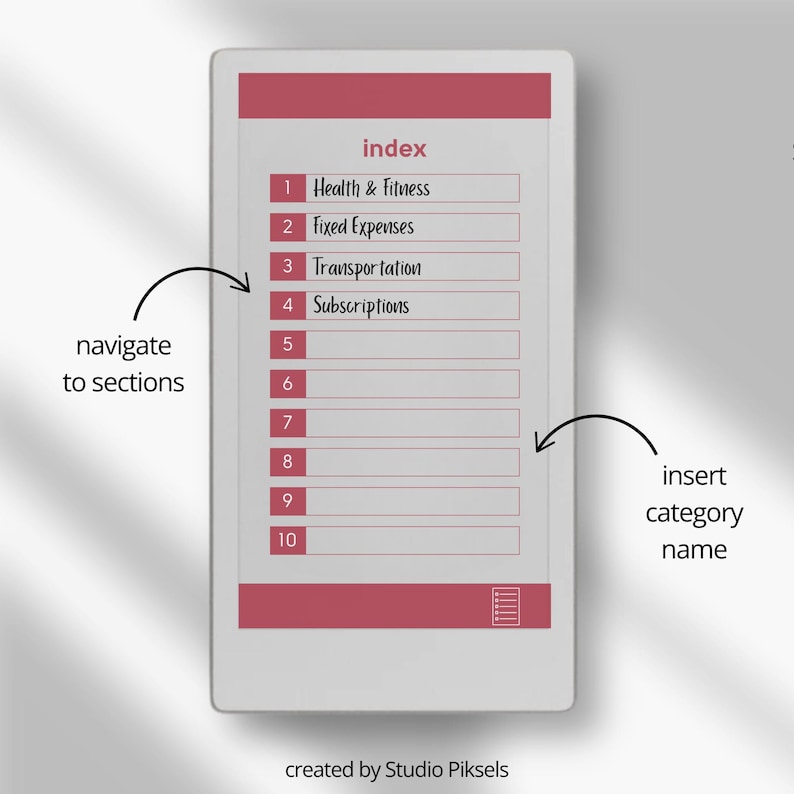 Expense Tracker Notebook for reMarkable Paper Pro Move: Hyperlinked Budget Planner, Financial Planner, Money Planner & Savings Planner