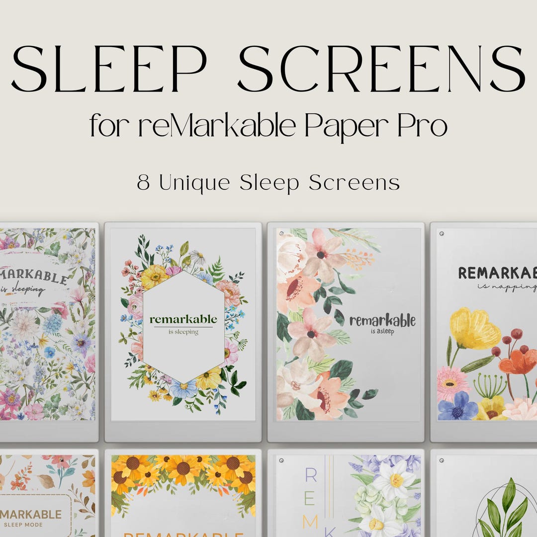 Sleep Screen Bundle for Remarkable Paper Pro Flower Design, Cover for ...