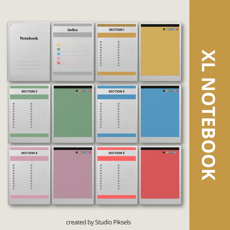Notebook XL for Remarkable Paper Pro: Interactive Notes Template With 5 ...