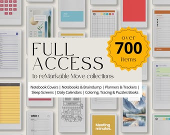 Full Shop Access for reMarkable Paper Pro Move Collection: All-In-One Bundle With Calendars, Planners, Notebooks, Trackers, Templates & More