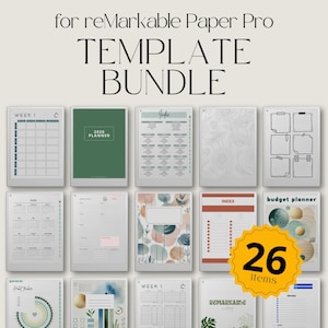 Ultimate Template Bundle for reMarkable Paper Pro: Starter Bundle with 2026 Planners, Productivity Templates and Interactive Notebooks