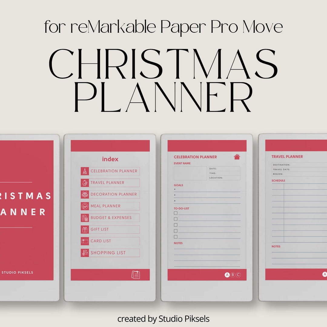 Christmas Planner for Remarkable Paper Pro Move: Hyperlinked Holiday ...