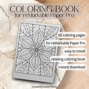 Mindful Coloring Book for reMarkable Paper Pro, Eink Adult Coloring Book