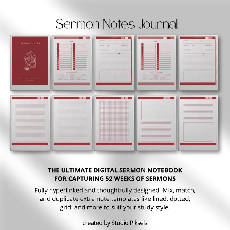 Bible Study Bundle for reMarkable Paper Pro: Bible Study Template, Sermon Notes & Devotional Journal
