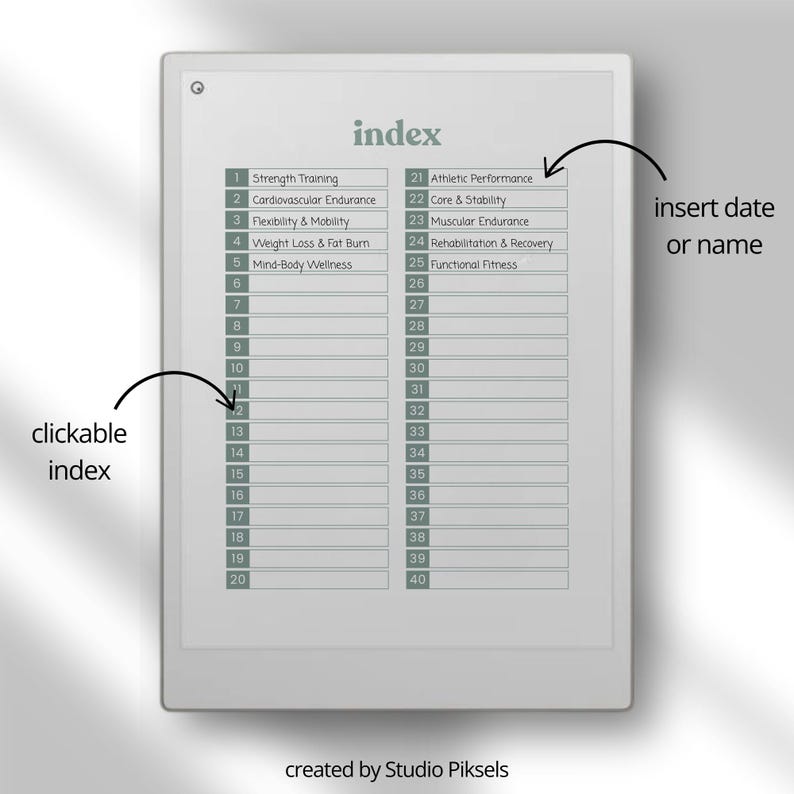 Fitness Planner for reMarkable Paper Pro | Digital Workout Tracker for reMarkable