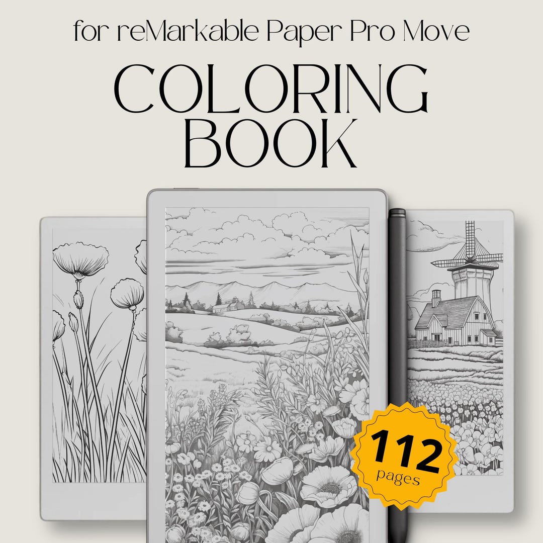 Flower Field Coloring Book for Remarkable Paper Pro Move: Landscape and ...