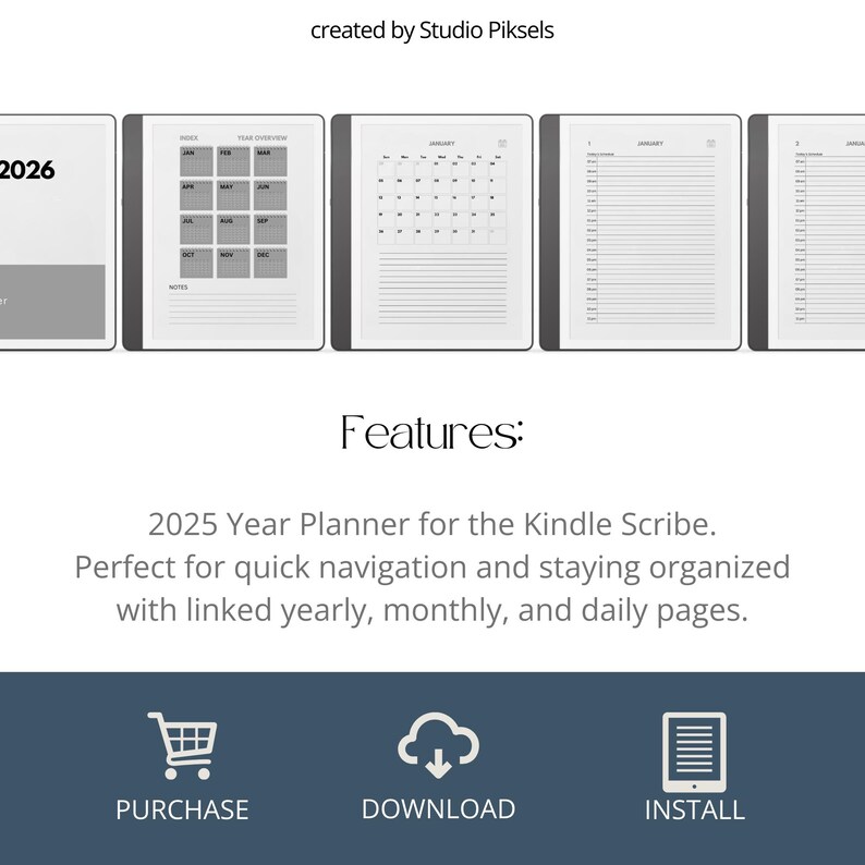 2026 + 2027 Hyperlinked Planner for Kindle Scribe: Digital Daily ...