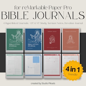 Pacchetto di studio biblico per reMarkable Paper Pro: modello di studio biblico, appunti del sermone e diario devozionale / mappatura dei versetti biblici / lettura della Bibbia