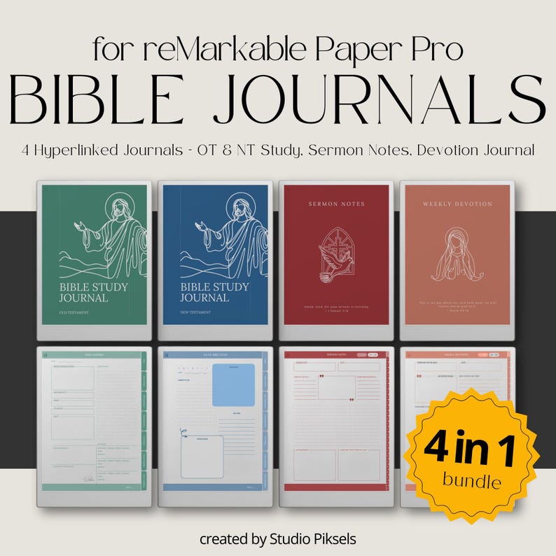 Bible Study Bundle for reMarkable Paper Pro: Bible Study Template, Sermon Notes & Devotional Journal