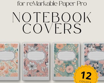 以下が含まれることがあります： Remarkable Paper Pro タブレット用の、花柄のノートカバー12点。カバーは、ピンク、ブルー、グリーンの色合いのさまざまな花柄のデザインが特徴です。