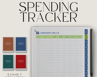 Rastreador de gastos para reMarkable Paper Pro, Rastreador de facturas, Rastreador de pagos, Planificador financiero, Planificador de dinero, Planificador de presupuesto, Rastreador de gastos