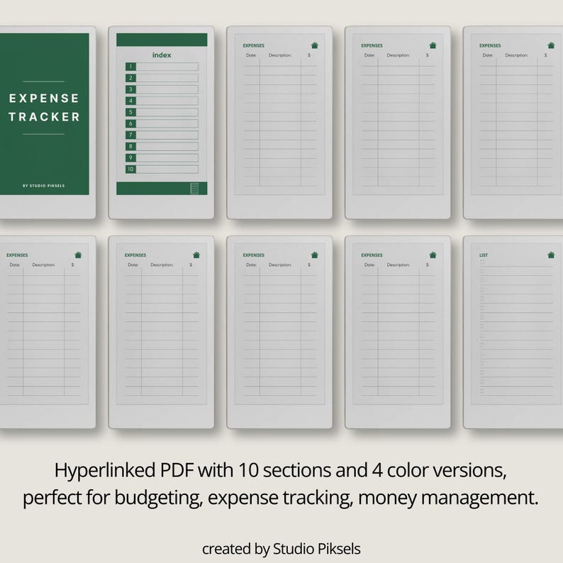 Expense Tracker Notebook for reMarkable Paper Pro Move: Hyperlinked Budget Planner, Financial Planner, Money Planner & Savings Planner
