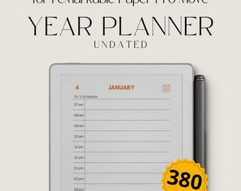 Undated Year Planner for reMarkable Paper Pro Move: Undated Daily Planner with Yearly, Monthly, and Daily Pages for Planning and Scheduling