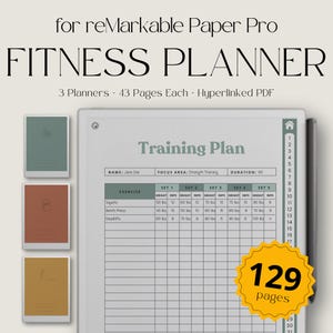 Agenda d&#39;entraînement pour reMarkable Paper Pro, tracker d&#39;activité numérique, journal de remise en forme, dispositif de suivi d&#39;entraînement, agenda d&#39;entraînement numérique pour reMarkable