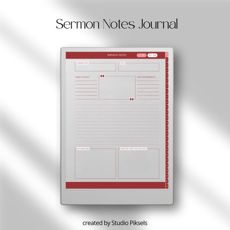 Bible Study Bundle for reMarkable Paper Pro: Bible Study Template, Sermon Notes & Devotional Journal
