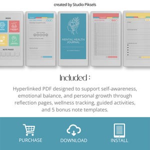 Mental Health Journal for reMarkable Paper Pro Move: Wellness & Self-Care Planner With Therapy Notes and Habit Tracker for Personal Growth