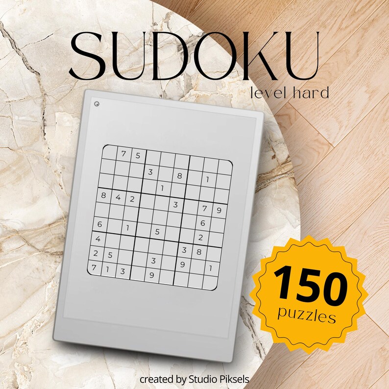 Sudoku Puzzle Book Bundle for reMarkable Paper Pro Move: Adult Puzzle Book With 450 Easy, Medium & Hard Puzzles With Solutions