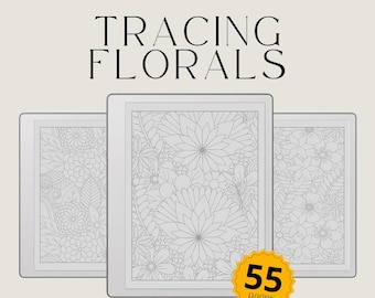Flower Patterns Tracing Book for reMarkable Paper Pure: Botanical Tracing Sheets For Relaxation And Mindfull Stress Relief