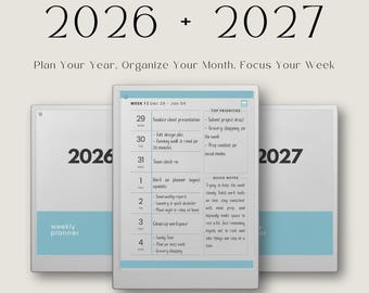 Premium 2026 + 2027 Planners for reMarkable Paper Pro: Hyperlinked Quarterly, Monthly and Weekly Calendar Pages for Focused Planning