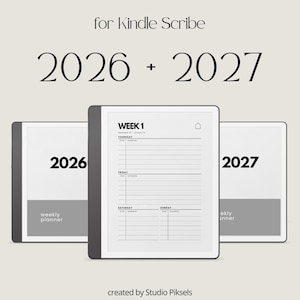 2026 + 2027 Hyperlinked Week Planner for Kindle Scribe: Digital Weekly Calendar With Linked Pages