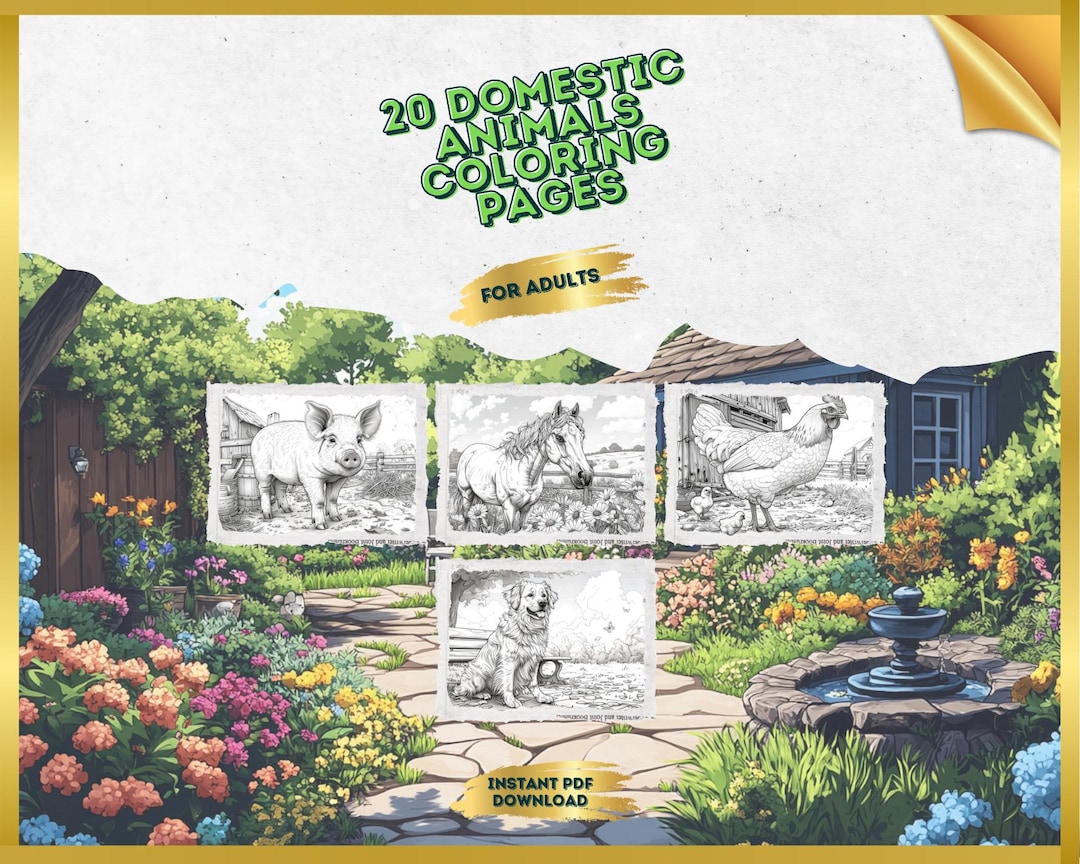 20 Domestic Animals Coloring Pages Online Coloring Pages, Instant PDF ...