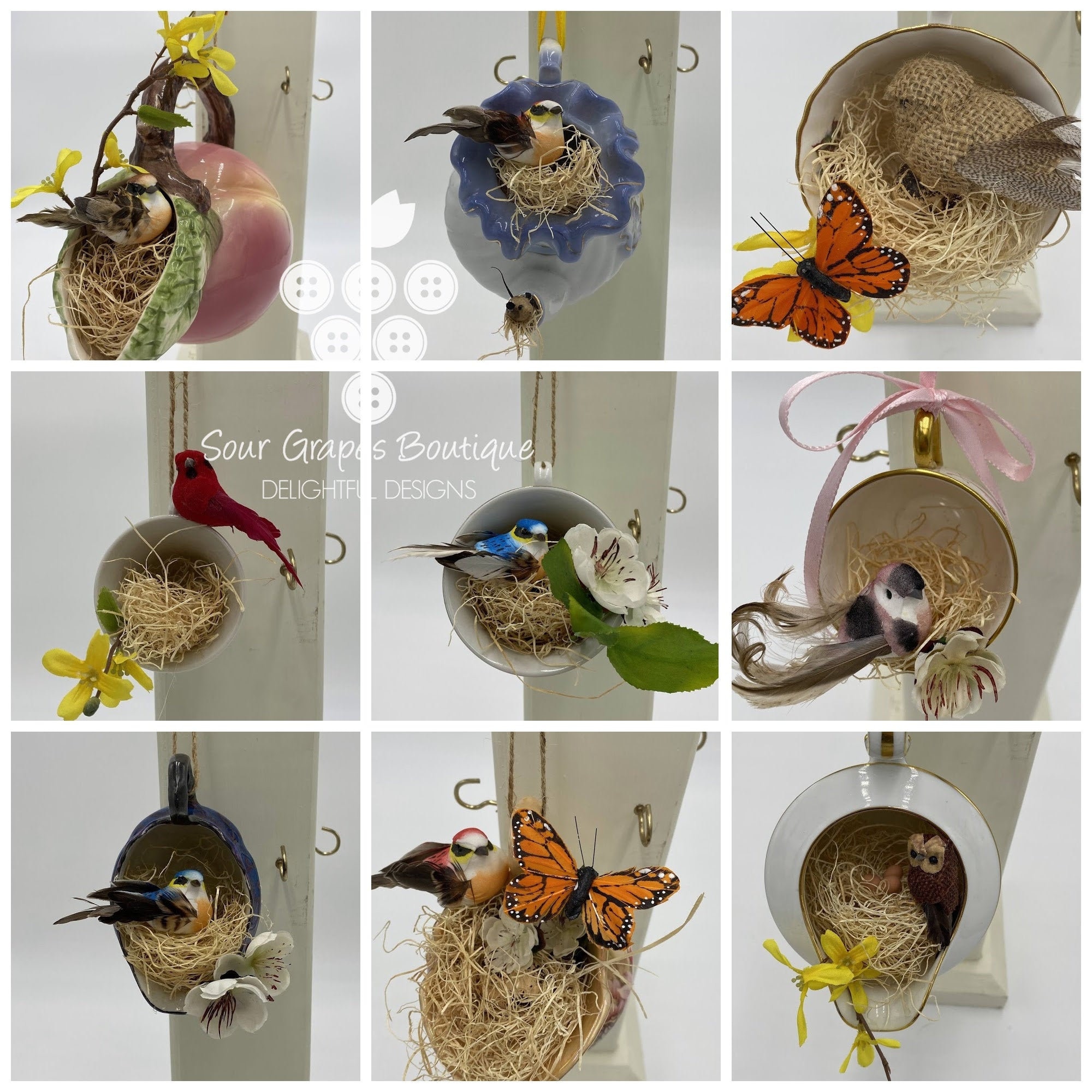 Tea Cup Bird Nest, Nest in a Cup, Spring Decor, Tea Cup Nest, Gift