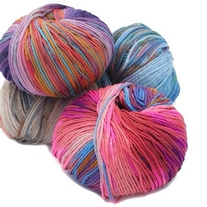 Hilo Trendsetter Facade – Mezcla de algodón jaspeado de grosor medio y colores variados – Hilo para tejer bufandas