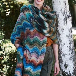 knit throw kit knit scarf wrap kit feather and fan knit pattern knit kit includes yarn and pattern