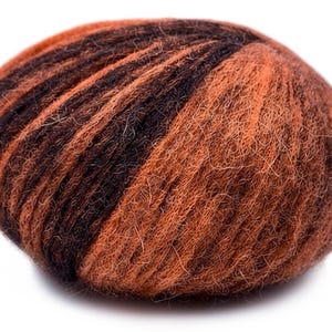 Soft Baby Alpaca Yarn, Tiger Striped Worsted Weight, Machine Washable Knit Crochet