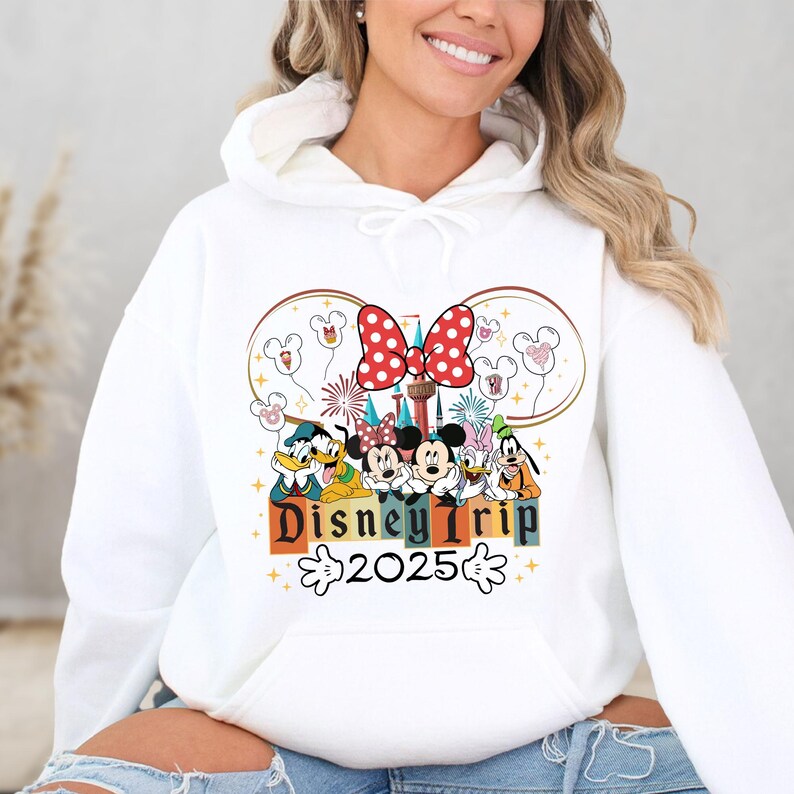 disney trip, minnie mouse, custom hoodie, disney vacation, matching outfits, disneyland crew, disneyworld apparel, disney gifts, magical kingdom, disney castle, custom sweatshirt, family matching, disney crew