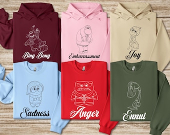 Inside Out Sweatshirt: Pixar Characters Joy, Sadness, Anger Hoodie, Disney Cartoon Shirt