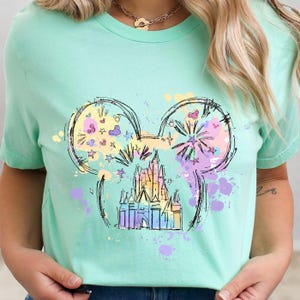 Watercolor Disney 2025 Shirt, Fairytale Castle Tee, Magic Kingdom Family Trip Outfit, Disneyland Vacation Shirt for Disney Lovers