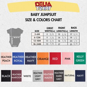 baby jumpsuit size and colors chart