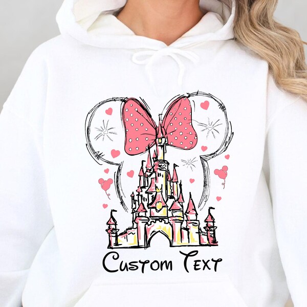 Sweat-shirt château aquarelle Disney personnalisé, cadeau sweat-shirt Minnie Disney, pull Magical Kingdom, cadeau pour elle, tenue Disneyland
