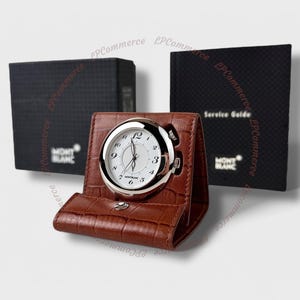 Réveil Montblanc, horloge de voyage fonctionnelle, réveil de table, boîte de table
