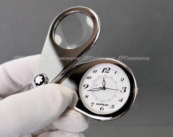 Montblanc Travel Clock Alarm Quartz Watch with Magnifying Glass