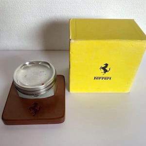 Ferrari paperweight on leather base Schedoni Modena 1980 vintage piston box