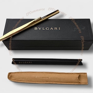 BULGARI pen Eccentric gold NOS box ballpoint pen design BVLGARI