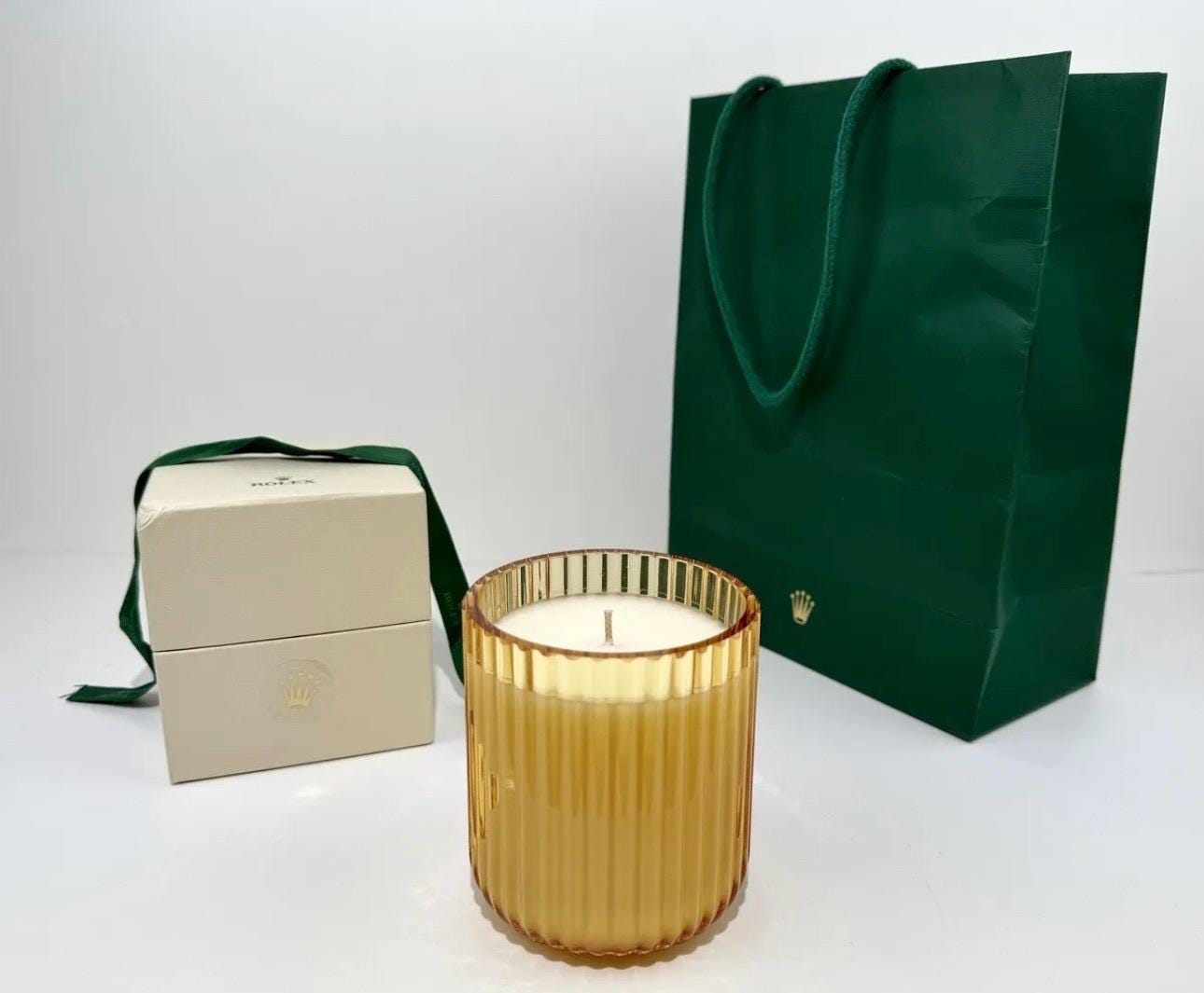 Rolex Glass Candle Holder Green Candle - Etsy