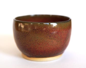Ceramic Dipping Bowl/Snack Bowl - Handmade - Green & Red