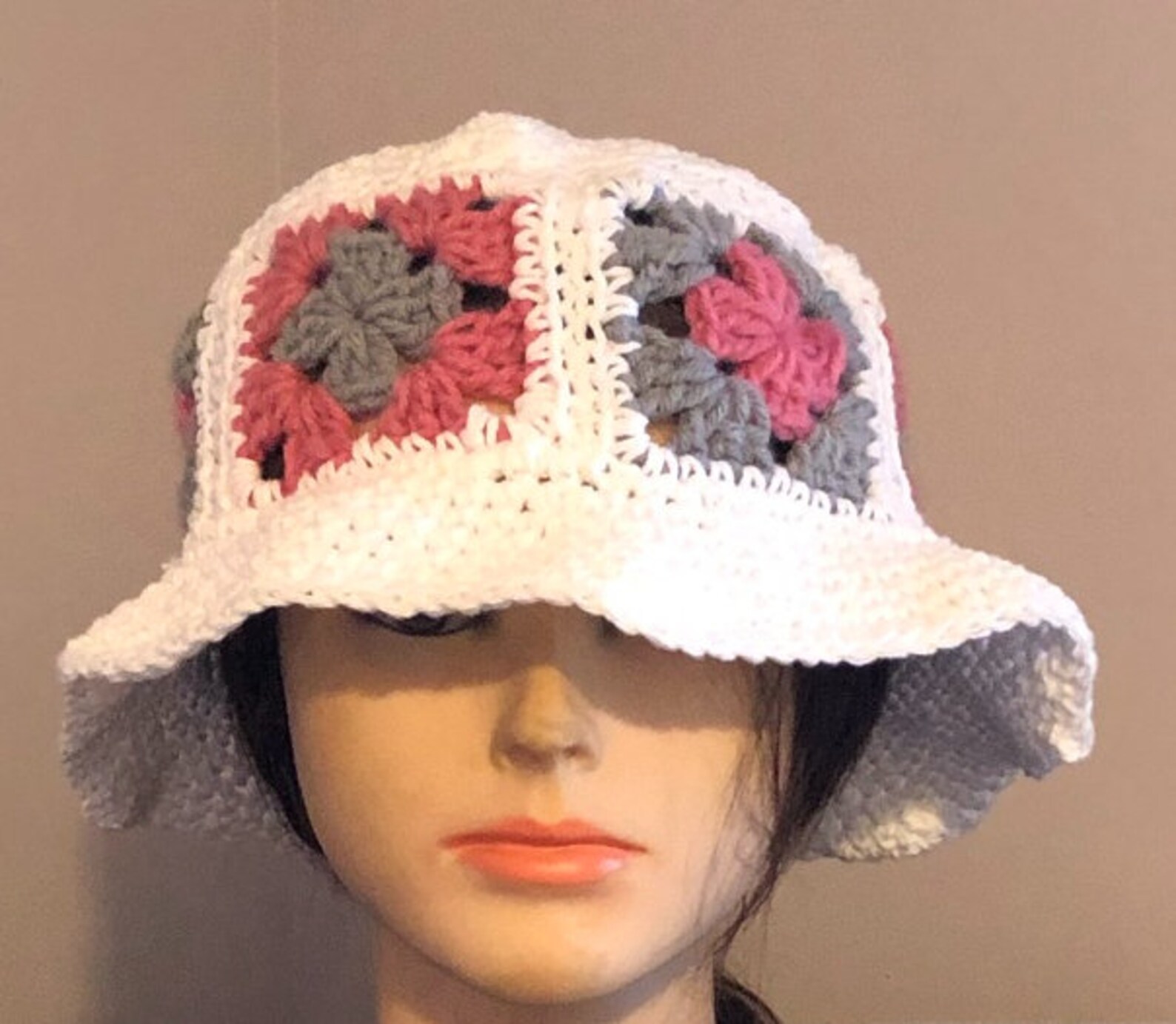 Crochet Granny Square Hat Bucket Hat Summer Spring Hat | Etsy